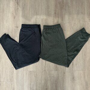 Kirkland Signature Mens' Active Joggers Lot - Black/Grey & Green/Black - Size XL